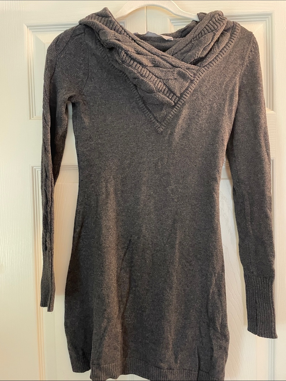 Athleta Charcoal Gray Cowl-Neck Knit Tunic Sweater Dress